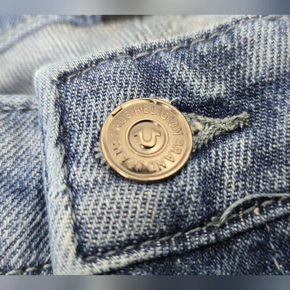 True Religion Jennie Curvy Skinny Mid-Rise Jeans Destroyed Women's 28 Blue - Picture 7 of 14